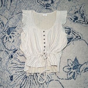 Ruffle Sleeve Button-Up Tie Waist Vest